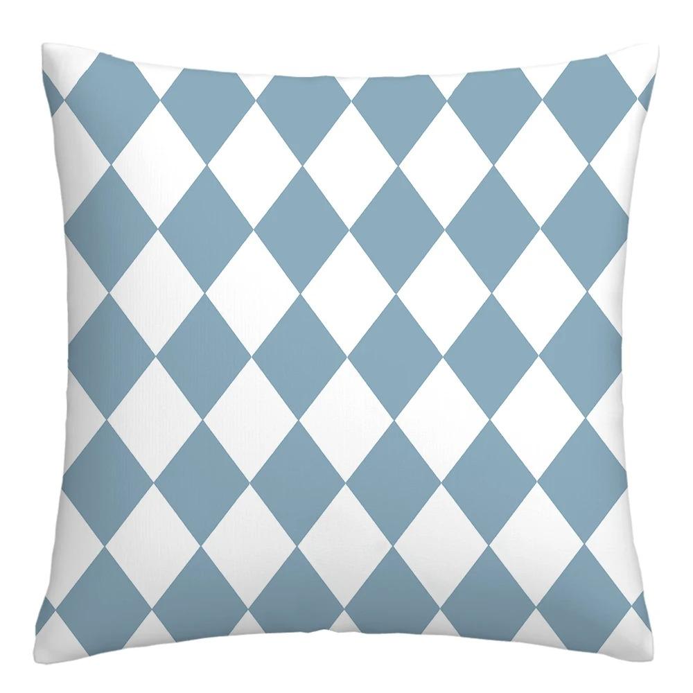 Blue and White Geometric Decorative Pillowcase Living Room Office Home Pillowcase Car Ornaments
