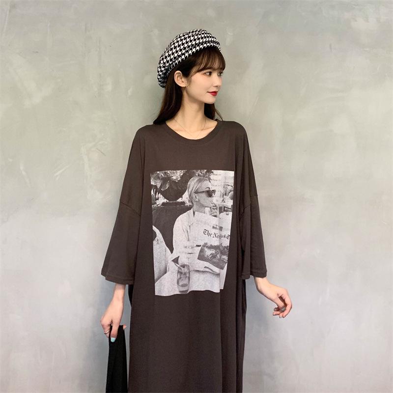 Women's Plus Size Short Sleeve Cotton T-Shirt Dress - Casual, Loose, Knee-Length, Slimming, Summer Wear, Maternity Friendly.