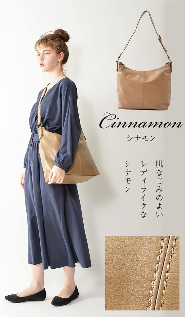 Genuine Leather Shoulder Bag for Dominique Cinnamon [Notre Favori] Women, Crossbody, Lamb, Medium,