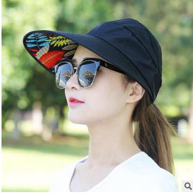 Women's Summer Casual Versatile Travel UV Protection Korean Version Summer Foldable Sunscreen Pearl Empty Top Sun Hat