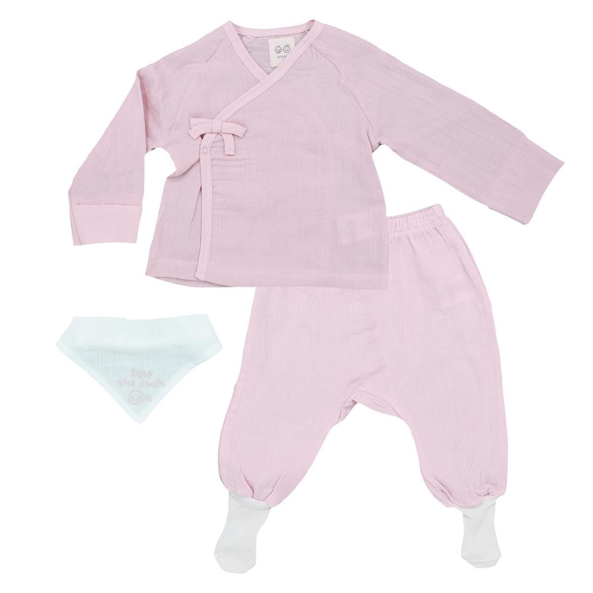 

Andywawa AC23721 Baby Home Muslin 3-Set Baby Underwear Set Pink