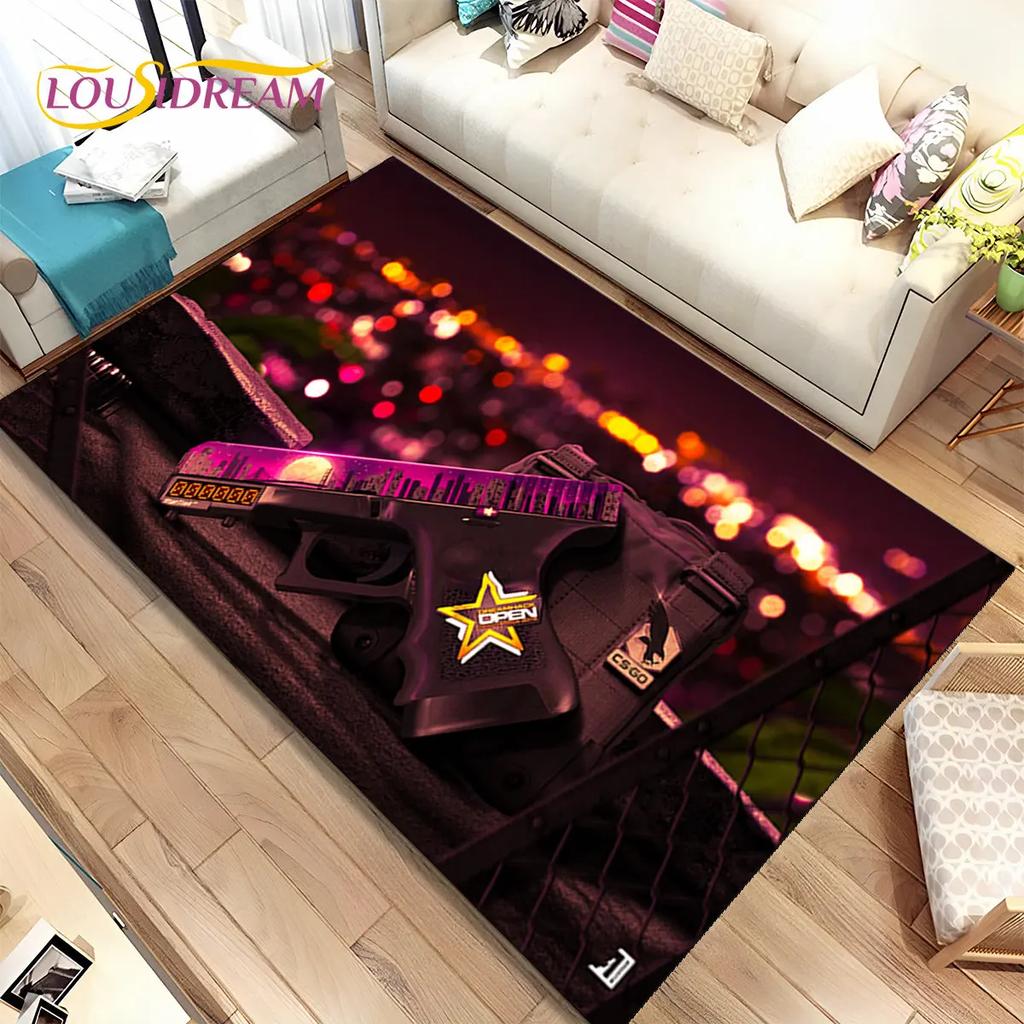3D Assault Rifle Pistol Gun CS M4 AK USP Game Area Rug,Carpet for Home Living Room Bedroom Sofa Doormat Decor,Non-slip Floor Mat