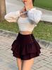 2025 Autumn/Winter Spicy Girl Sexy Slim-Fit High-Waisted Pleated Short Skirt with Side Tie.