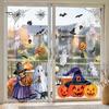 Halloween Static Window Clings 2Pcs Watercolor Clings, Ghost Witch Pumpkin Black Cat Bat Decals, No-Glue Wall Stickers Removable Glass Stickers,