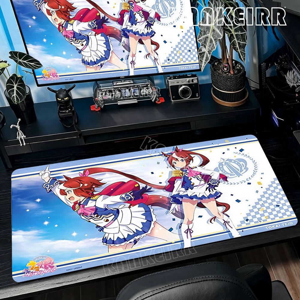 Large Gaming Mouse Pad Umamusume Pretty Derby Lock Edge Rubber Base Desk Mat For Pc Laptop Gamer Esports Accessories Big Carpet