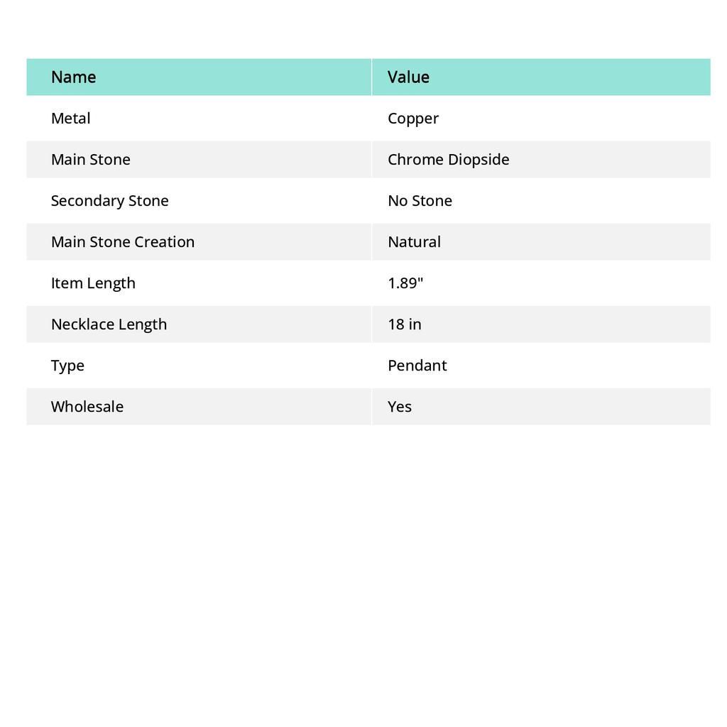 Chrome Diopside Handmade Copper Wire Wrap Jewelry Pendant 1.89" y1v92