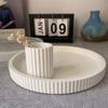 1pc Striped Round Tray Decorative Storage Tray Planter Base Silicone Mold For Resin Plaster Ornament Concrete Silicone Mold