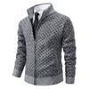 Autumn and Winter Men's Fashion Plaid Jacket Jacket Men's Trend Stand-up Collar Slim Long-sleeved Casual Sweater