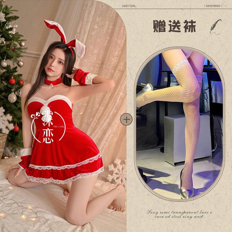 Sexy lingerie christmas dress velvet tube top dress girly sexy bunny uniform suit