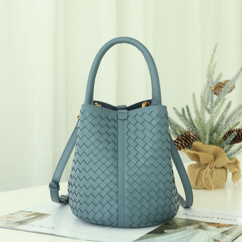 Hand-woven Bucket Bag Genuine Leather Women's Exquisite Fashionable Handbag Single-shoulder Cross-slung Tote