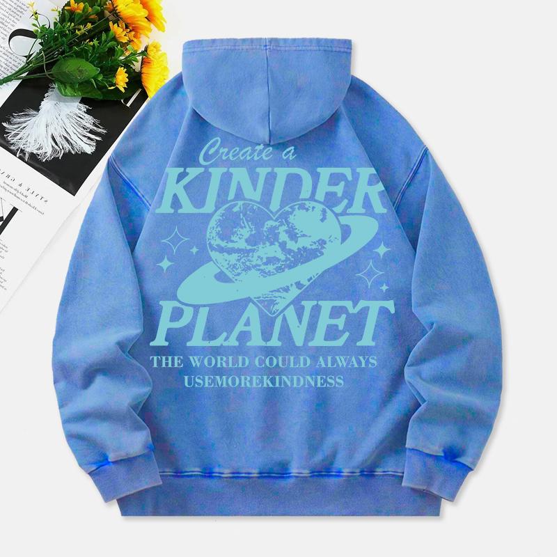 

Создайте более добрую планету Выстиранные худи Женские Худи из хлопка с принтом сердца и планеты Карман Оверсайз Зимняя женская одежда 3XL
