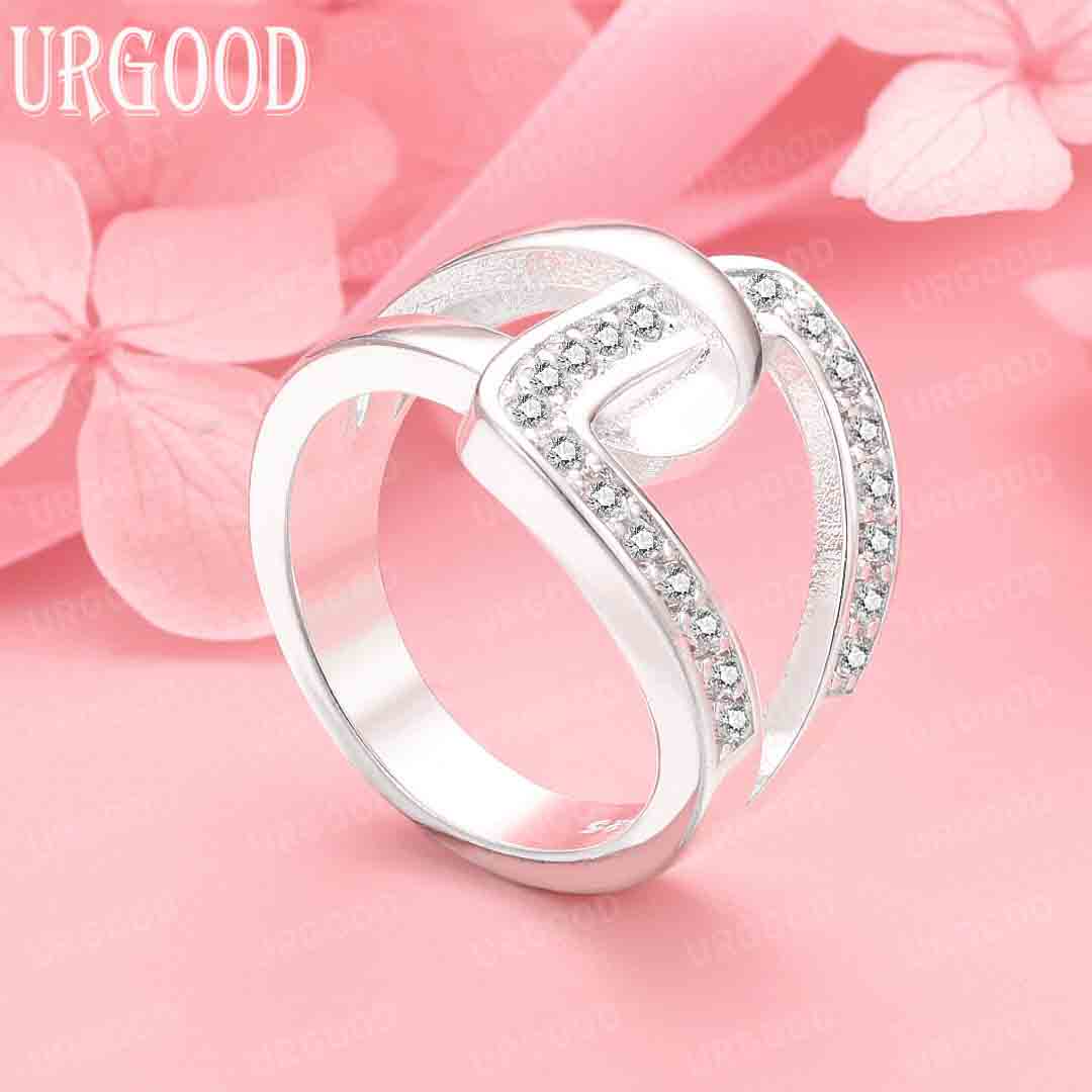 

925 Sterling Silver Jewelry AAA Zircon Ring 7#