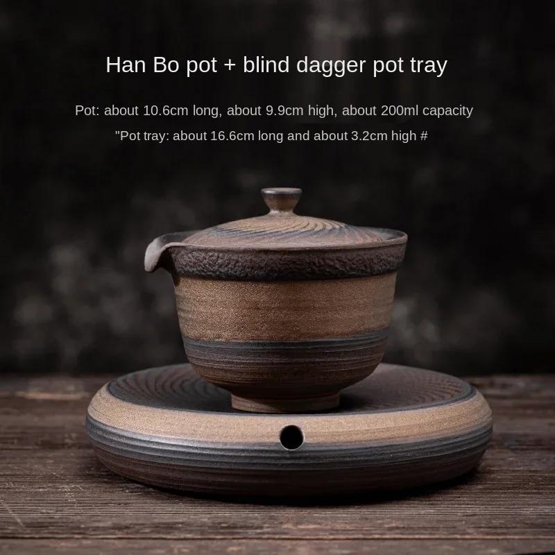 Japanese Gilding Hanbo Pot Porcelain Kung Fu Tea Set Teapot Single Tureen Household Retro Stoneware Tea Making Device Gaiwan