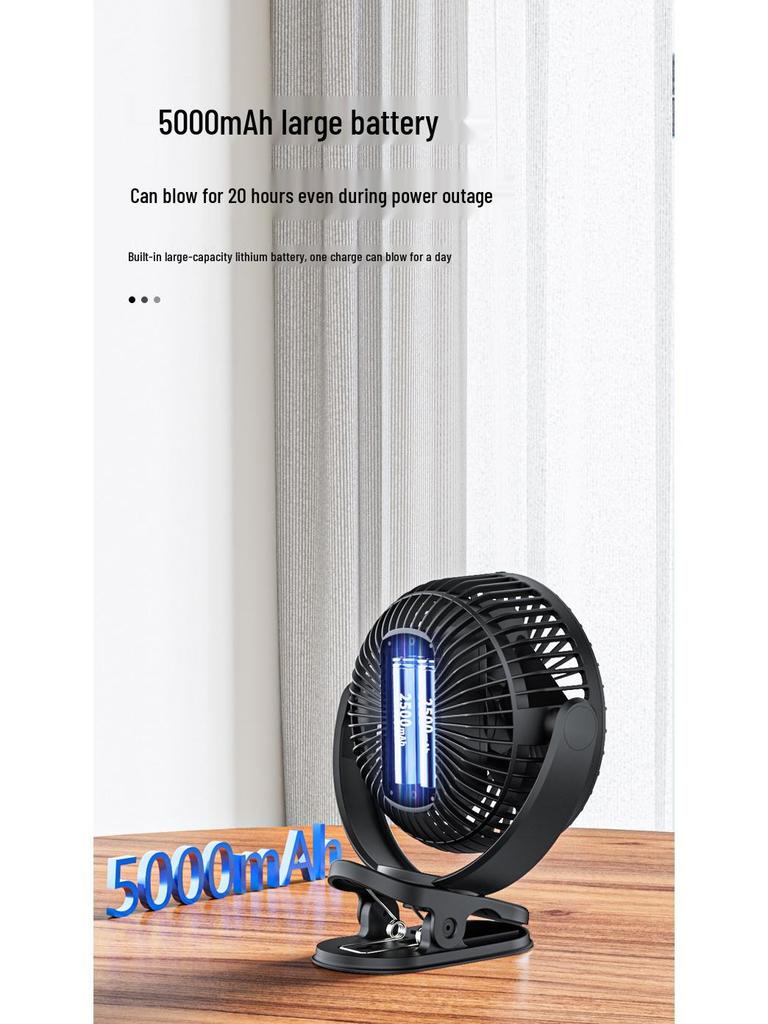 Portable USB Rechargeable Fan: Silent, Dual-Use, Long Battery Life, Strong Wind for Dorm, Office, or Home