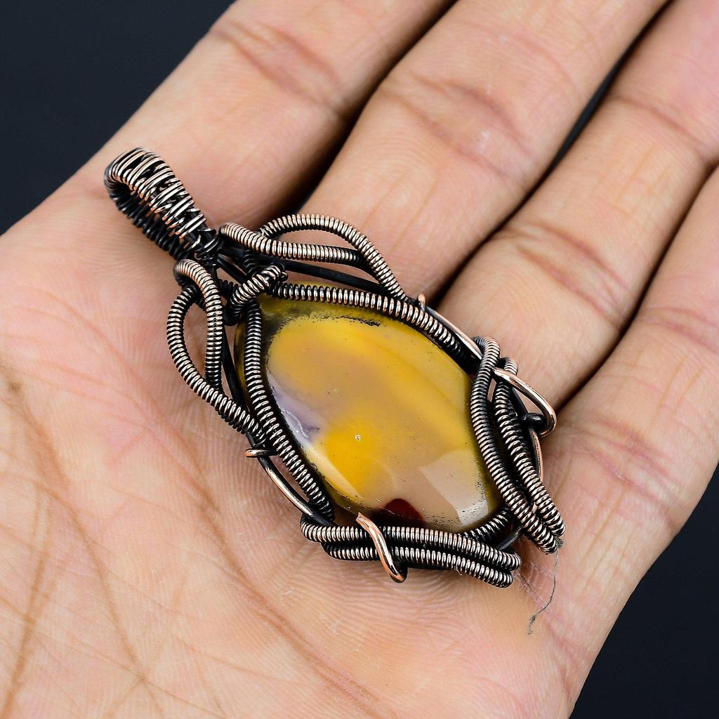 Mookaite 999 Copper Wire Wrapped Pendant Handmade Gemstone Jewelry, Gifts For Wife Brand New Pendant