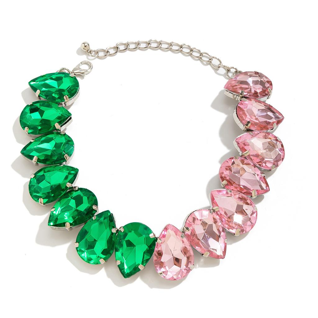 Luxusní velký křišťálový choker náhrdelník Vintage výrazný křišťálový kamínkový svatební šperk na krk pro ženy na párty zdobený