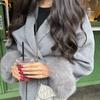 VAYLA Chic Lapel Plush Coat With Belt Women Vintage Solid Faux Fur Sleeve Tweed Open Coats Female Autumn Casual Street Outwear