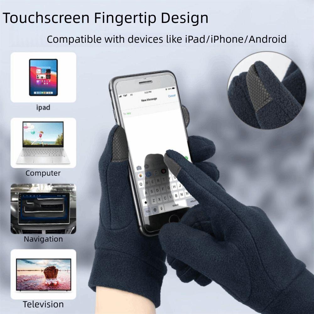 Warm Thin Fleece Gloves Five Finger Cycling Gloves Gift Full Finger Mittens  Men