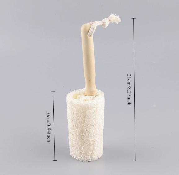 Wooden Handle Loofah Bottle Brush (1 Pc) - Eco-Friendly, Scratch-Free Cleaning with Hangable Kitchen Design