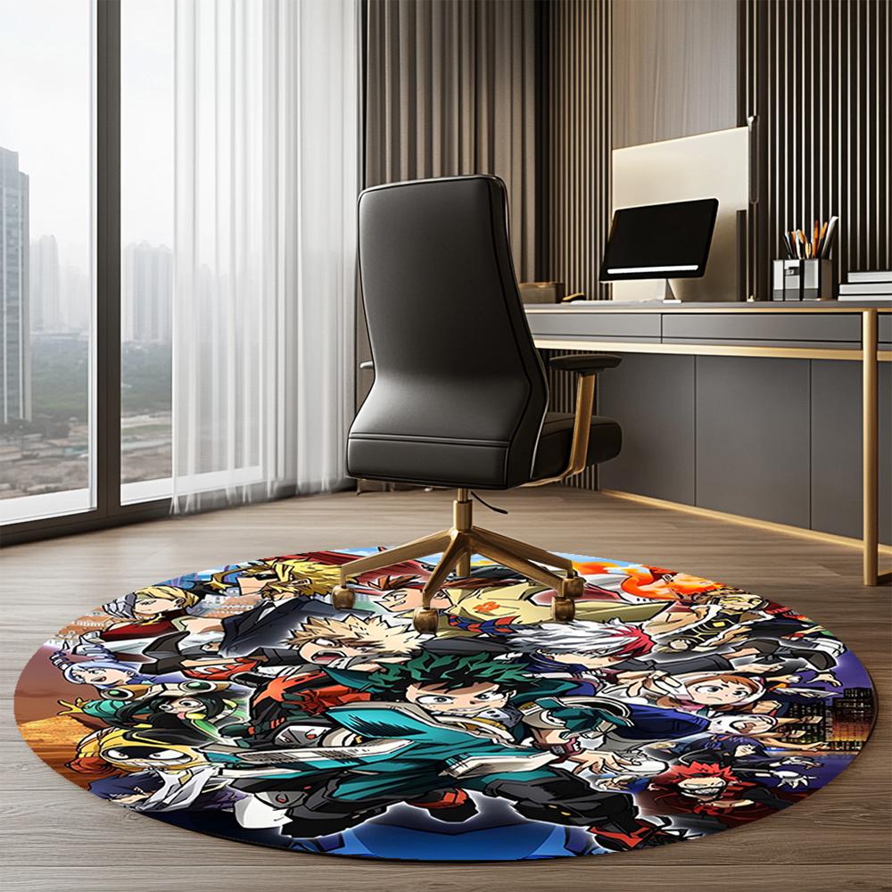 My Hero Academia Printed Round Rug Carpet Chair Rug Area Rug Entryway Doormats,for Office Chair Living Room Bedroom Kitchen Room.