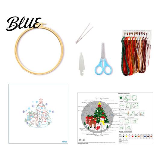 Festive DIY Crafts Christmas Embroidery Kit, Holiday Ornament Craft Xmas Tree Gift Box Pattern, Creative Hobbies Needlework Sewing Kit for Adults