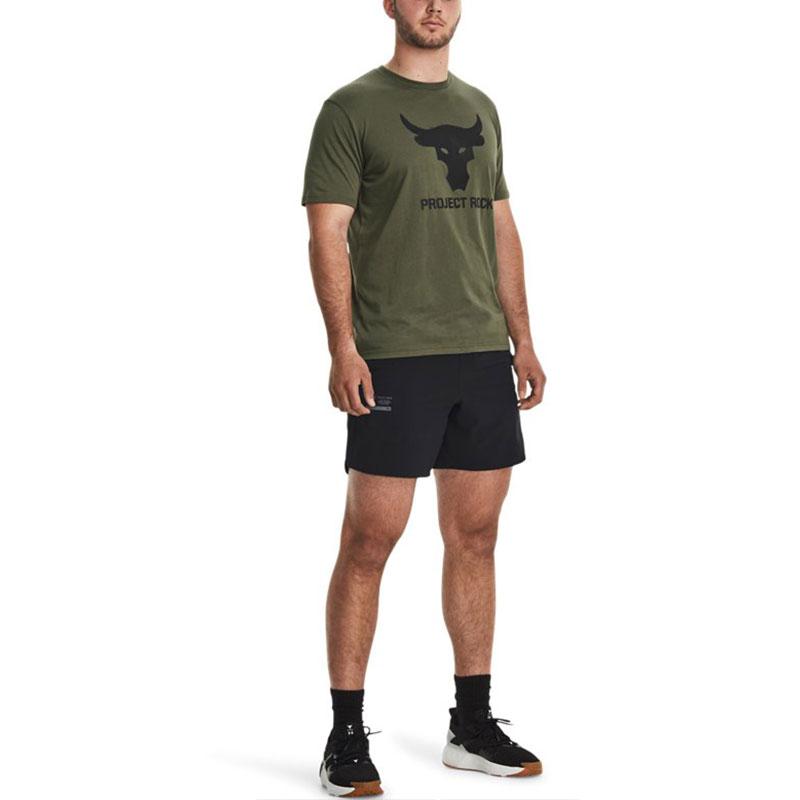 Under Armour Project Rock Logo Print Training T-Shirt Men Tops Green 1380520-390