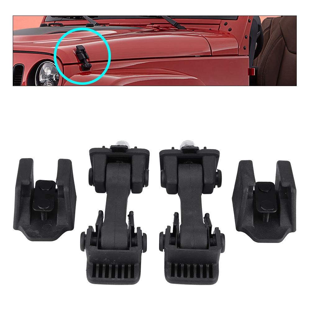 2 Sätze Motorhaubenfanghaken-Sicherheitsverriegelungen & Halterungen für Jeep Wrangler JK 2007 2008 2009 2010 2011 2012 2013 2014 2015 2016 55395653AF