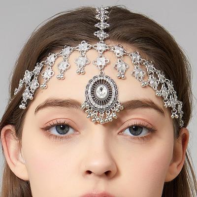 New European & American Ethnic Retro Tassel Headwear: Exotic Style Forehead Chain