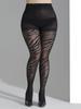 Large Size Zebra Print Black Pantyhose, High Waist Semi-Sheer Footed Pantyhose, Women's Stockings & Hosiery