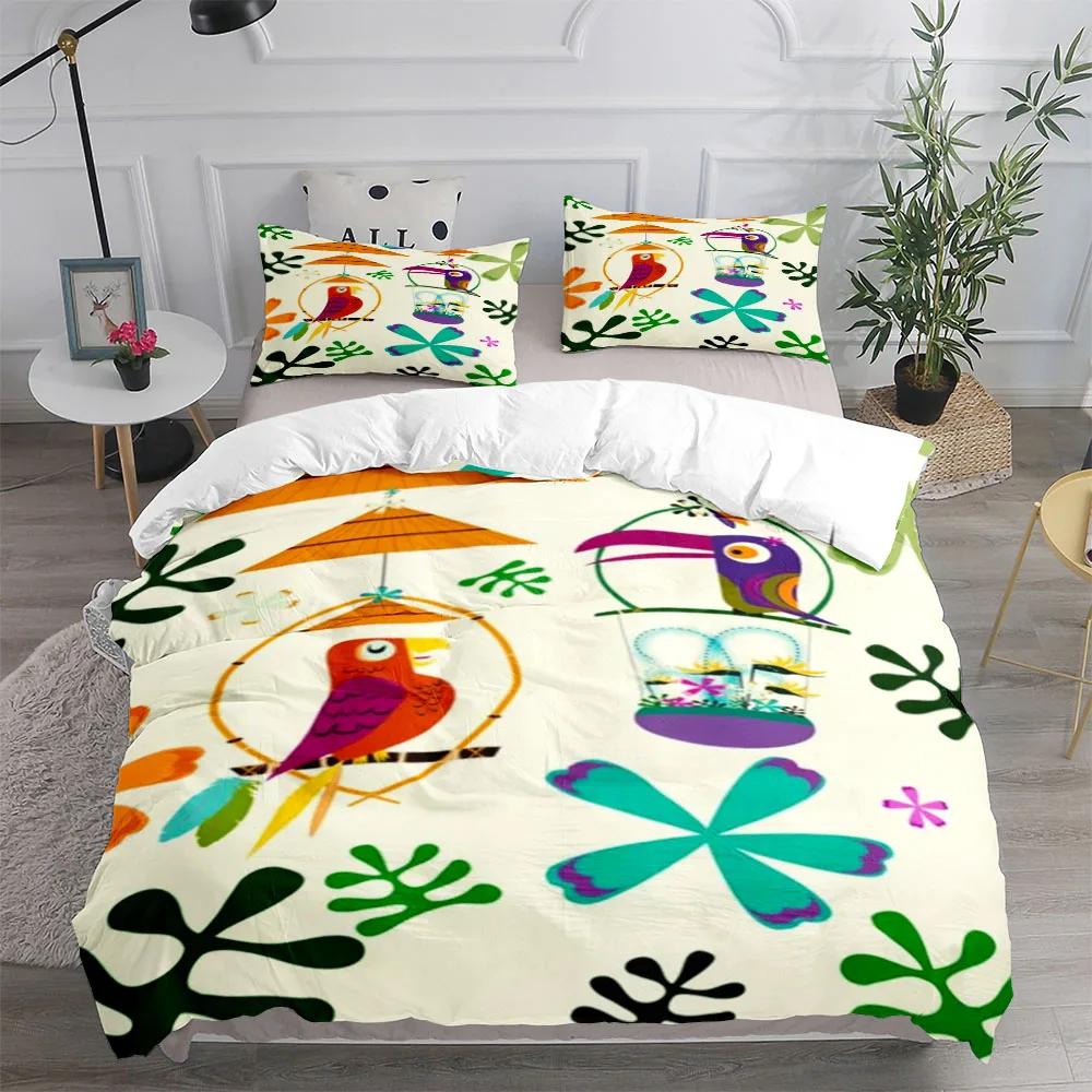 3pcs Bedding Set Floral And Birds Duvet Cover Set King Queen Double Full Twin Single Size Duvet Cover Pillowcase Bed Linen Set