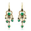 Bohemian Drop Dangle Heart Earrings For Women Vintage Rhinestone Acrylic Gold Color Ethnic Boho Jewelry Earings Pendientes Mujer