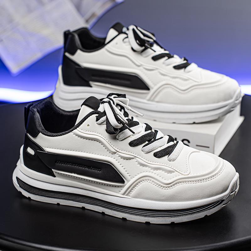 Men's Spring 2025 Breathable Casual Sneakers - Non-Slip Soft Sole, White Trendy Dad Shoes