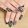 Wearable Nail 3D French Fine Glitter Green European And American Ins Style Almond Nail Manicure Patch