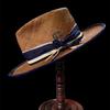 New Fashion Elegant Straw Hat Blue Hemming Straw Hat Big Brim