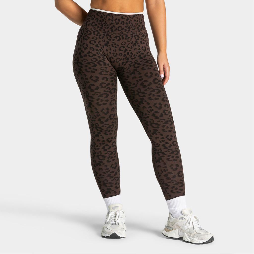 Pantaloni da Yoga Stampa Leopardo da Donna Vita Alta Senza Cuciture Controllo Pancia Leggings Fitness per Corsa e Palestra