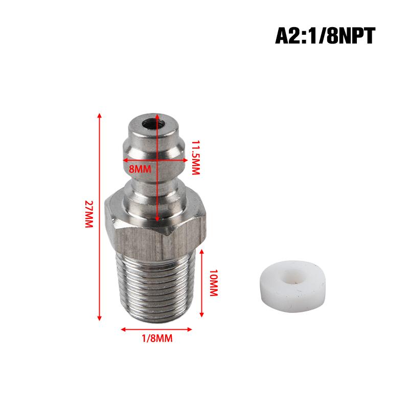 Stainless Steel Quick Connect Coupler Male Plug with Check Valve - M10x1 Thread & 1/8" NPT Port for 8mm Tube Air Hose Fitting