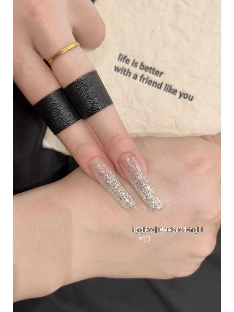 Rich Girl 10-Color Glitter Gel Nail Polish: Gold & Silver Ice Transparent Diamond Shine