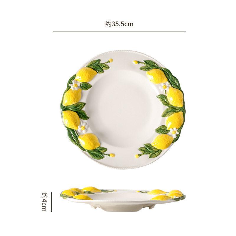 

Creative Fruit Relief Large Dinner Plate Restaurant Dining Cooking Vegetable Plate Fried Rice Dishes Special Fresh Lemon Plate