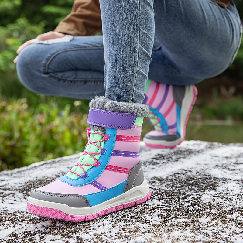 Winter Kinder Modische Fleece Warme Hohe Outdoor Baumwollstiefel Schneestiefel Lässige Baumwollschuhe