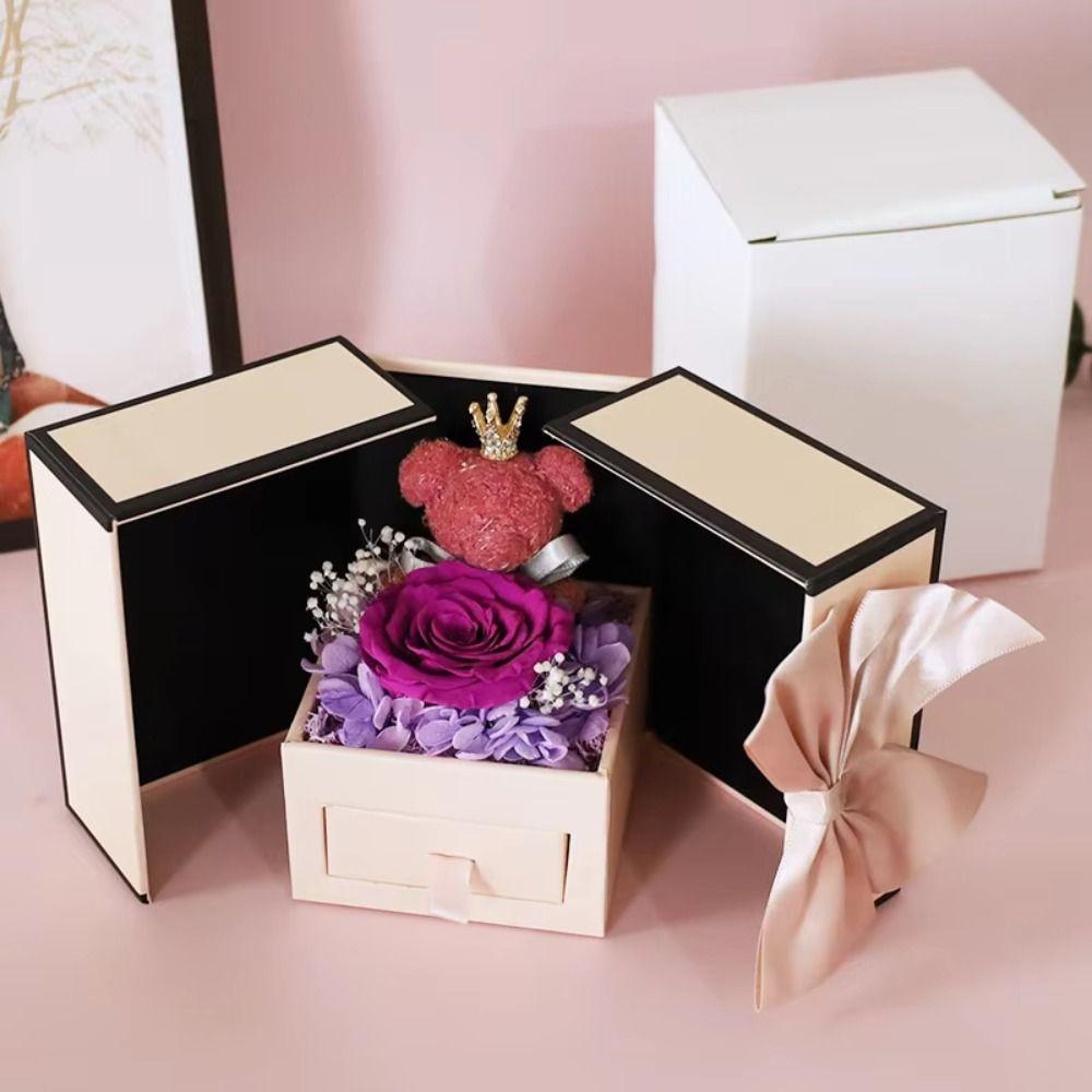 Rose Design Eternal Flower Jewelry Box Double Door Valentine's Day Gift Box  Gift Giving