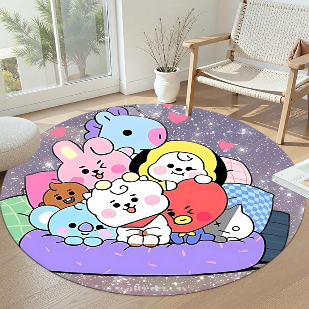 Bt21 Round Floor Rug Design for Hallway Balcony Living Rooms Dining Room Antislip Round Carpet Office home decor Wedding Party Gift