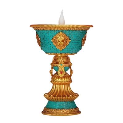 Wiederaufladbarer Kerzenhalter, tibetische elektronische Butterlampe, buddhistische Tischdekoration, LED, simulierte Flamme, Heimdekoration