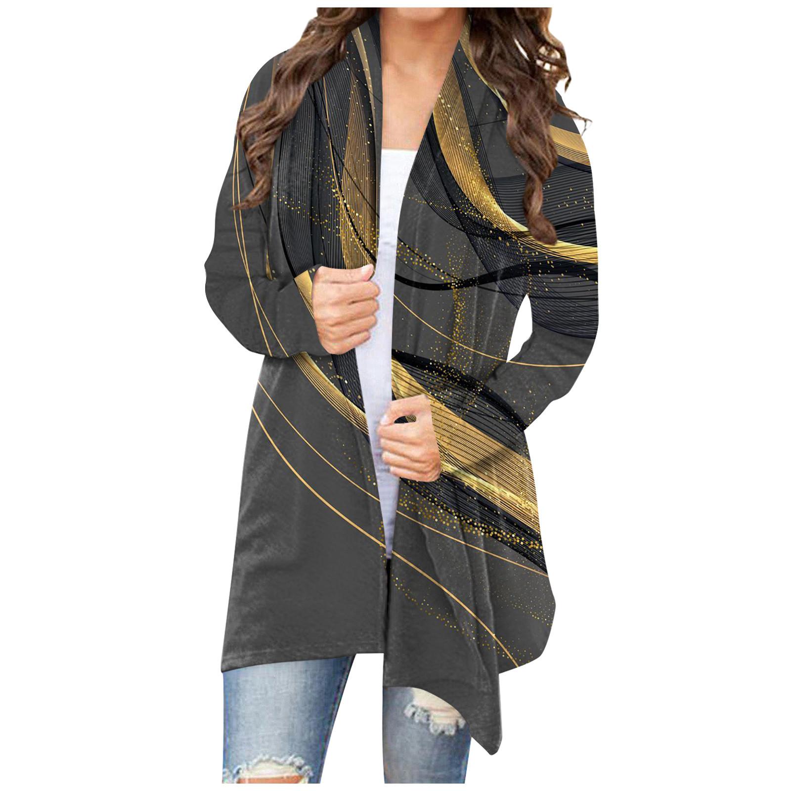 

Женская модная повседневная куртка-кардиган средней длины с цветочным принтом, пальто XXXXL