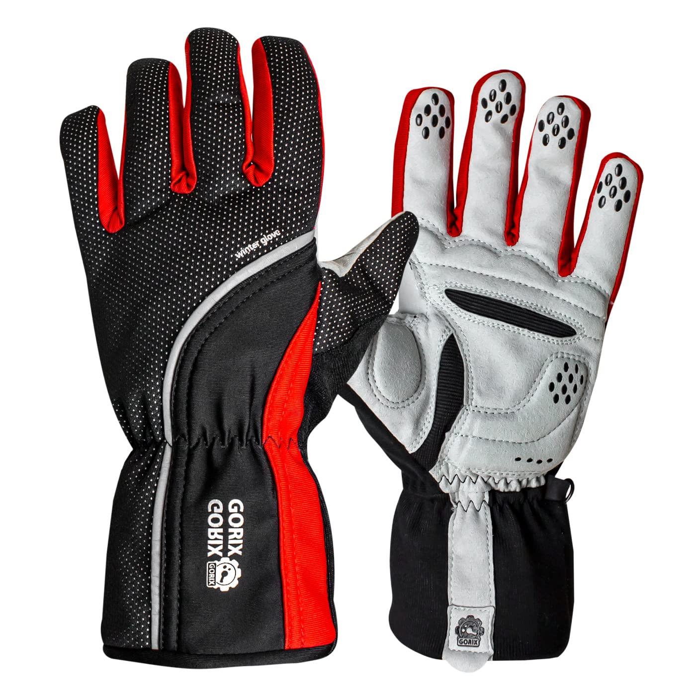 GORIX Велосипедные и Зимние Велосипедные Перчатки Перчатки, Зимние, Ветрозащитные, Теплые, На флисовой подкладке (GW-Tf2a), Мужские женские (Размер Маленький, Красный)