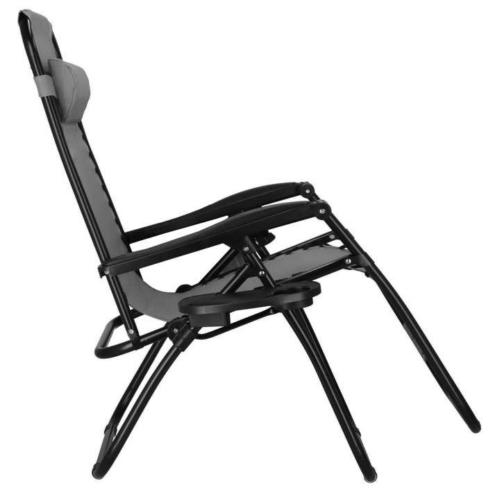 Springos® Chaise Longue de Jardin Pliable avec Appuie-tête et Table d’Appoint – Fauteuil Relaxation Inclinable 'Zero Gravity'