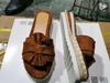 2025 Summer Women's Bow Beach Wedge Sandals - European/American Style, Thick Sole, Hemp Rope, Large Size