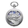 TREEWETO Mechanische Taschenuhr Antik Römisch mit Kette, Eisenbahn-Thema Skelett, Ziffern, Silber,