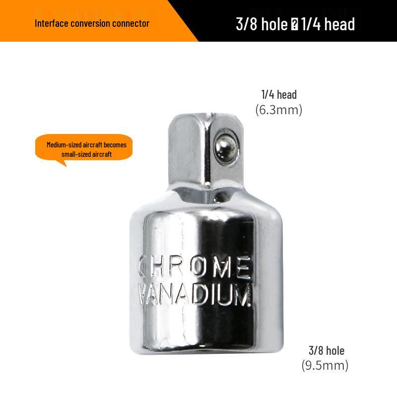 CR-V Chrome Vanadium Steel Ratchet Wrench Socket Adapter: 1/2" to 3/8" to 1/4" Fly