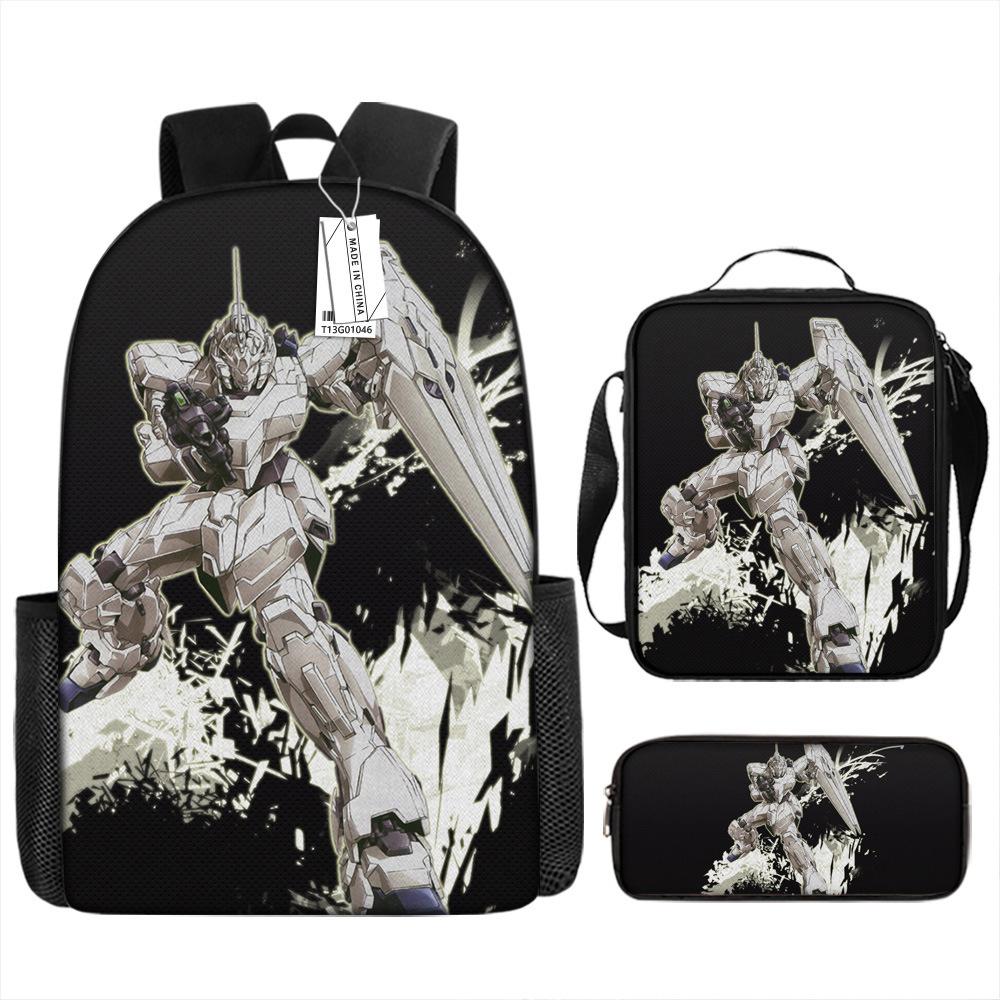 Gundam Backpack 3D Pattern Anime Backpack Student Printed School Bag Three-piece Set
