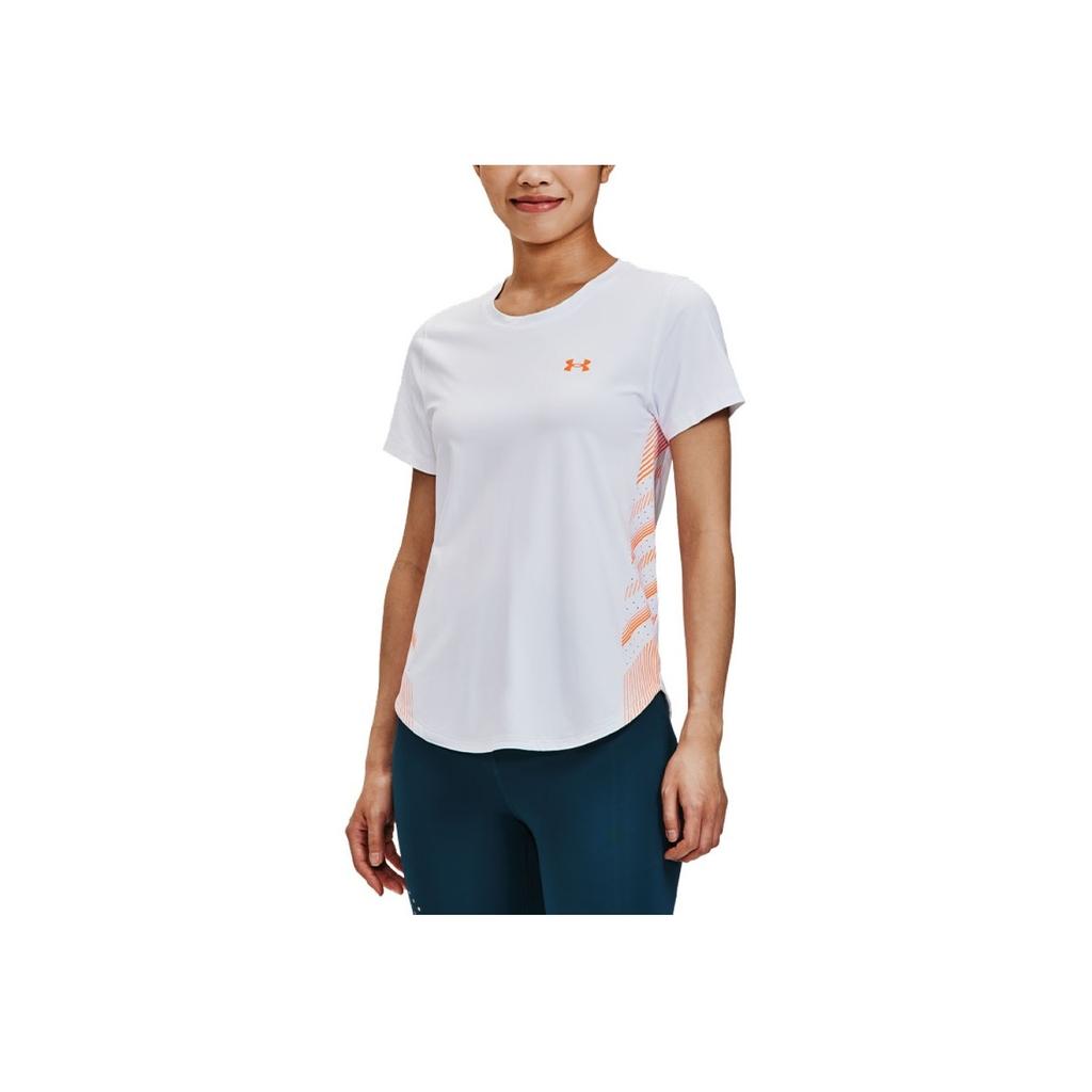 Under Armour Iso-Chill Rundhals Bedrucktes Lasergeschnittenes Kurzarm-T-Shirt Damen T-Shirts Weiß 1376818-100